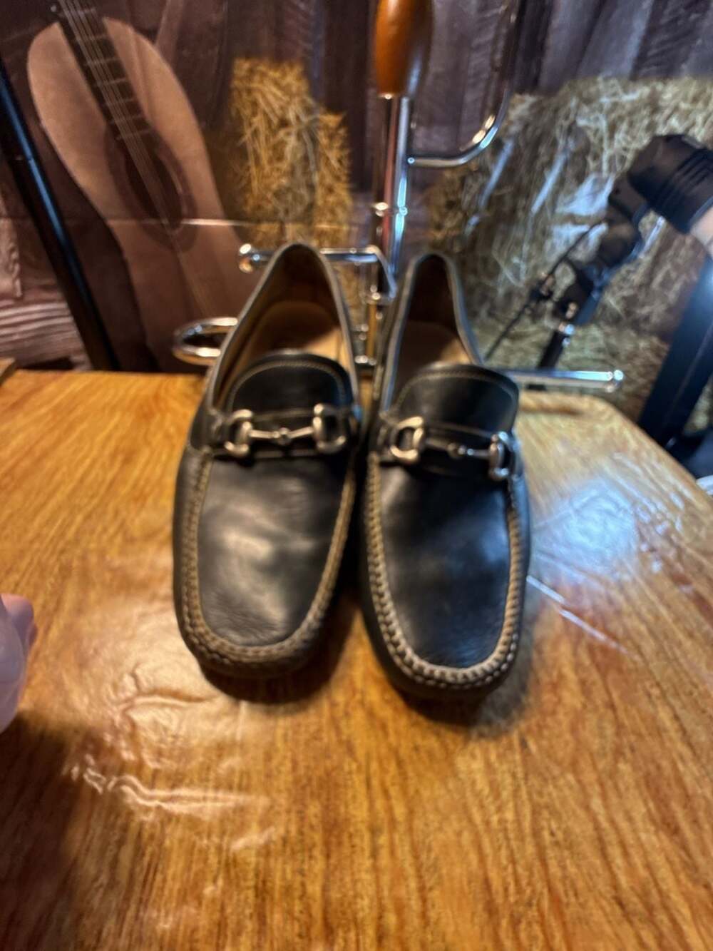 Ferragamo Gancini Bit Driver Black Leather